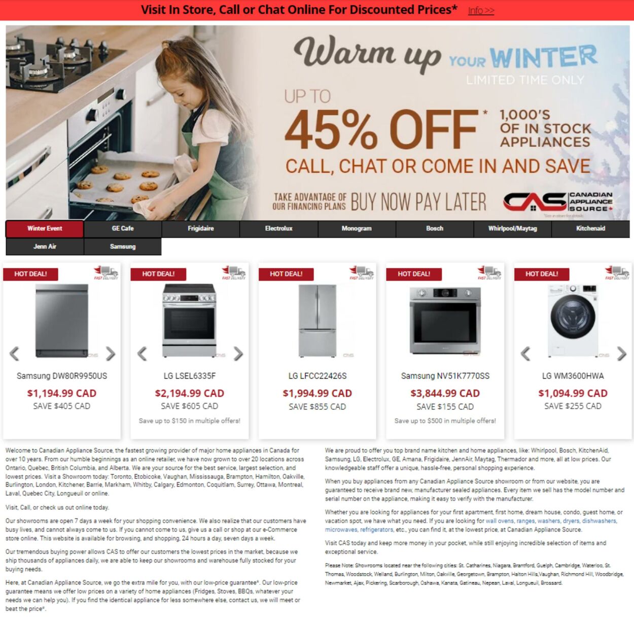 Canadian Appliance Source Promotional flyers
