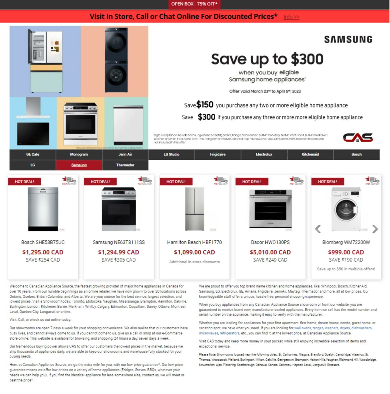 Flyer Canadian Appliance Source 30.03.2023 - 05.04.2023