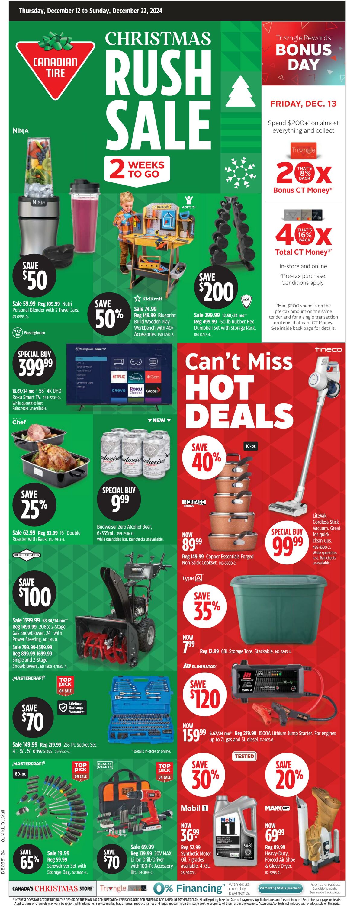 Flyer Canadian Tire - Weekly Flyer 12 Dec 2024 - 22 Dec 2024