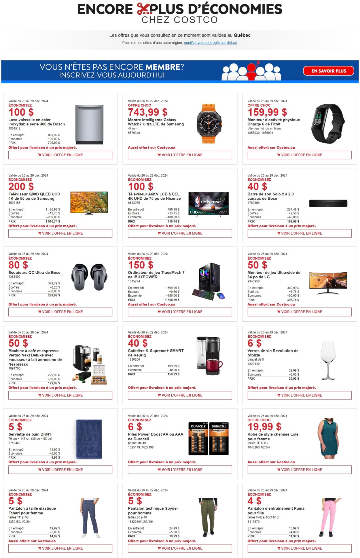 Flyer Costco - Costco (QC) Boxing Week Savings Flyer December 26 to 29 26 Dec 2024 - 29 Dec 2024