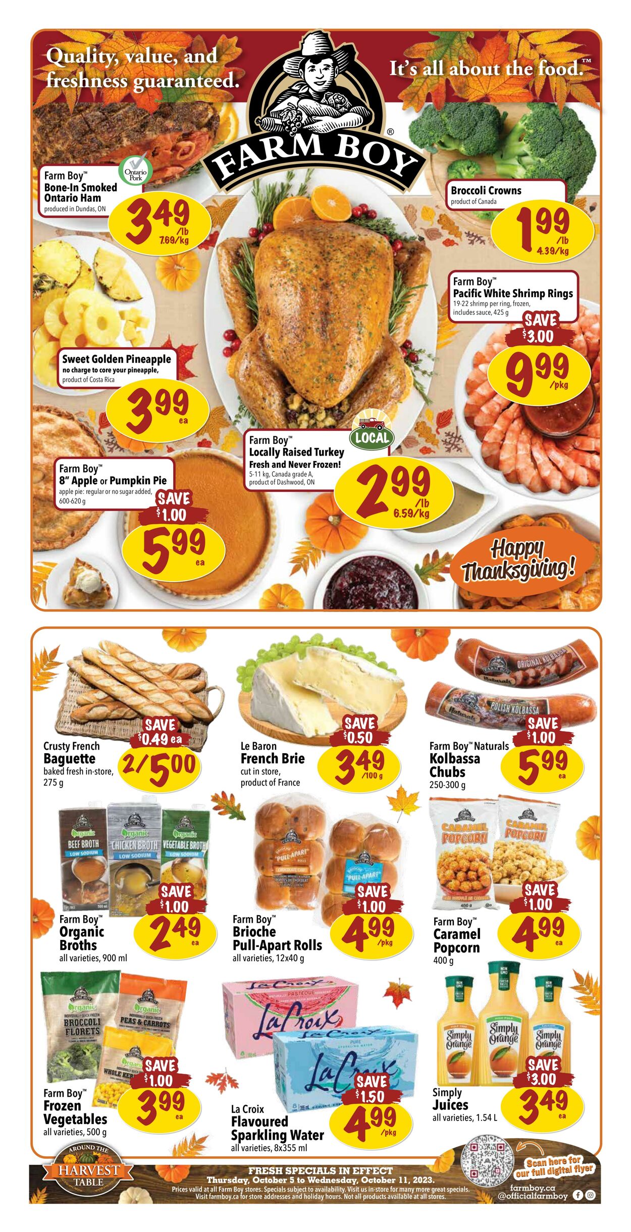 Farm Boy Promotional Flyer Thanksgiving Day Valid from 05.10 to 11.