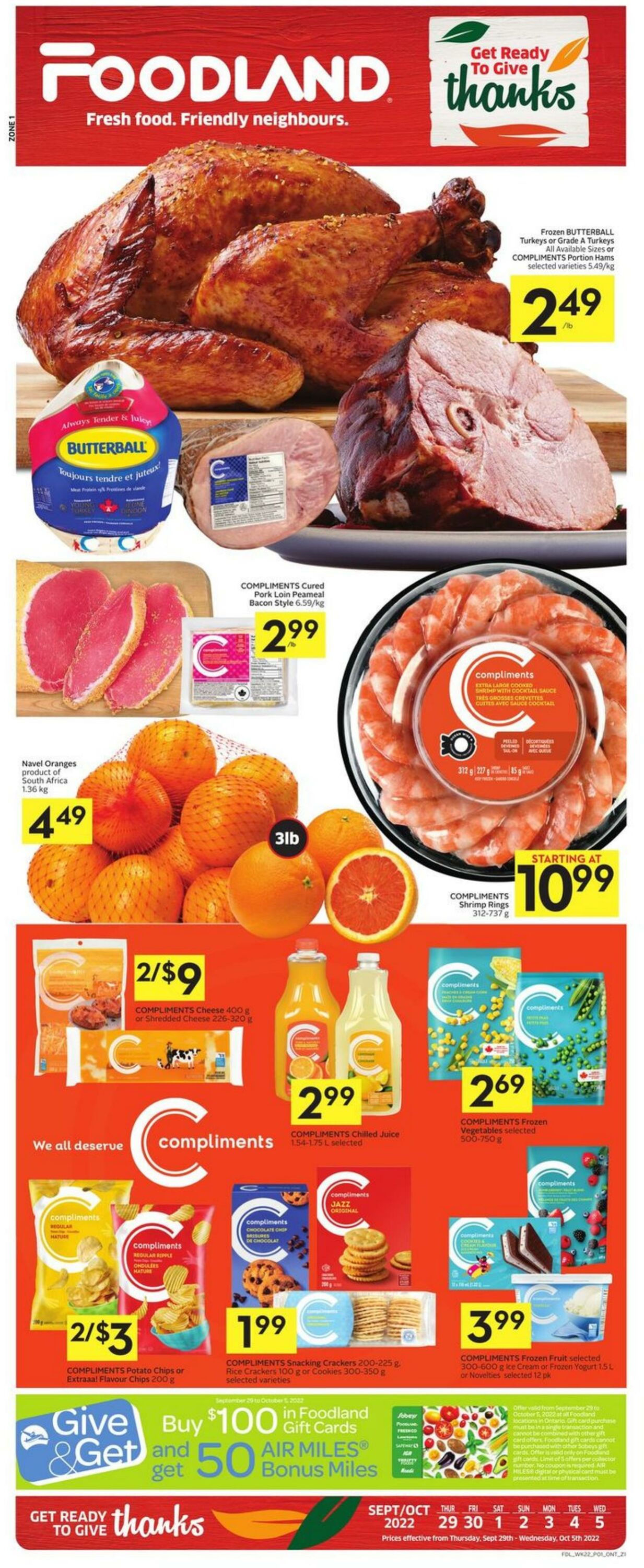 Foodland Promotional Flyer Thanksgiving Day Valid from 29.09 to 05.
