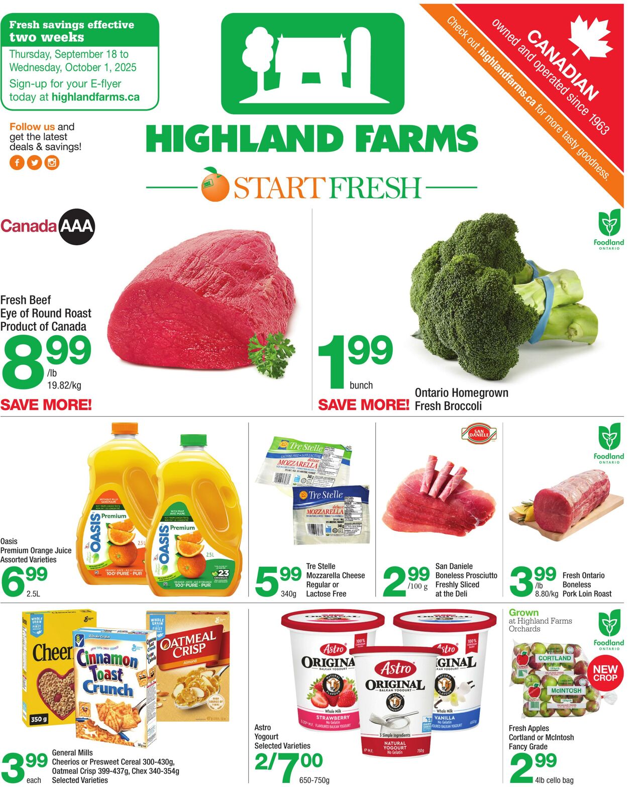 Flyer Highland Farms 18.09.2025 - 01.10.2025