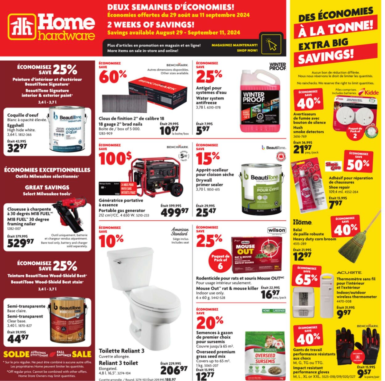 Flyer Home Hardware 29.08.2024 - 11.09.2024