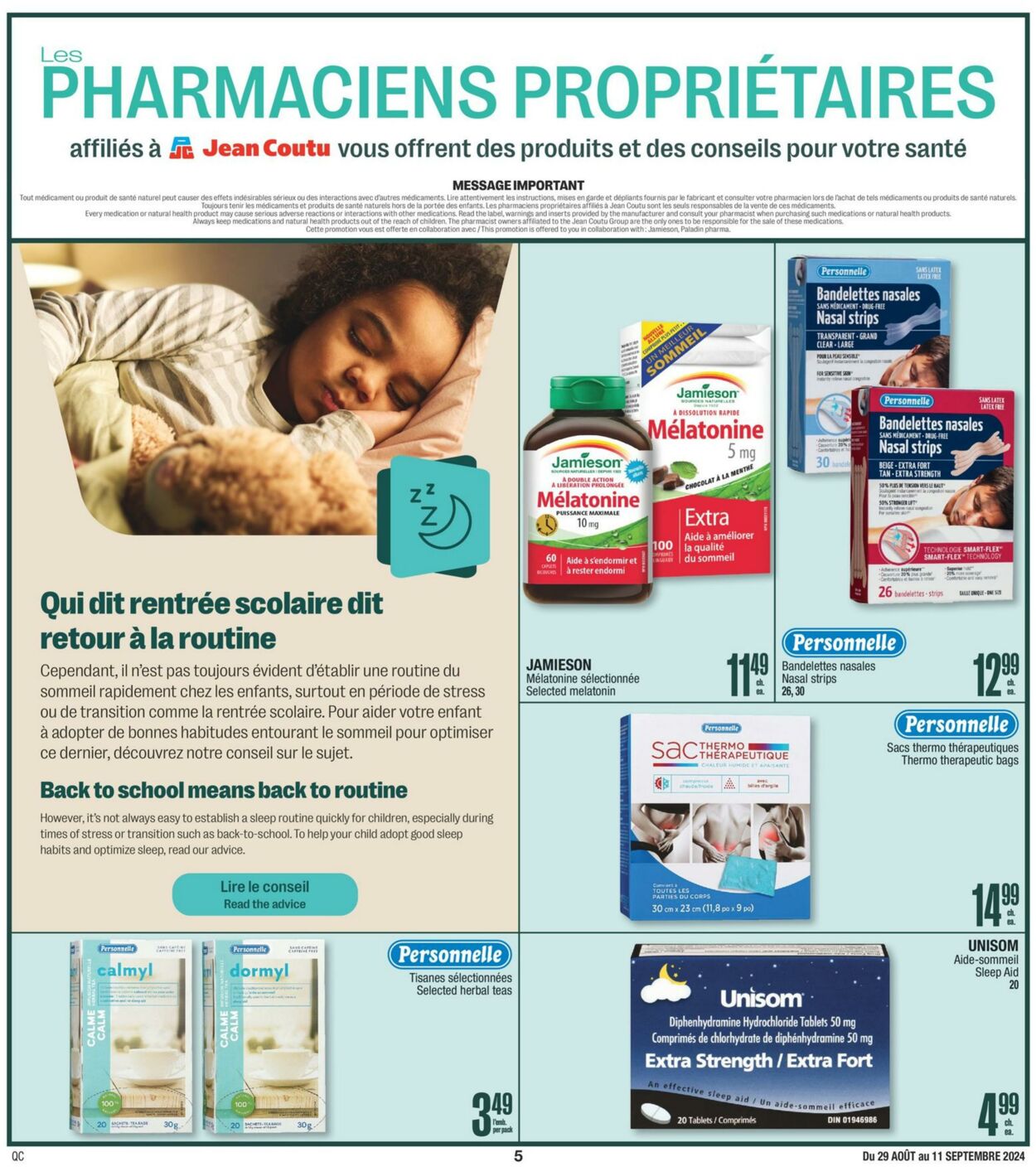 Flyer Jean Coutu 29.08.2024 - 11.09.2024