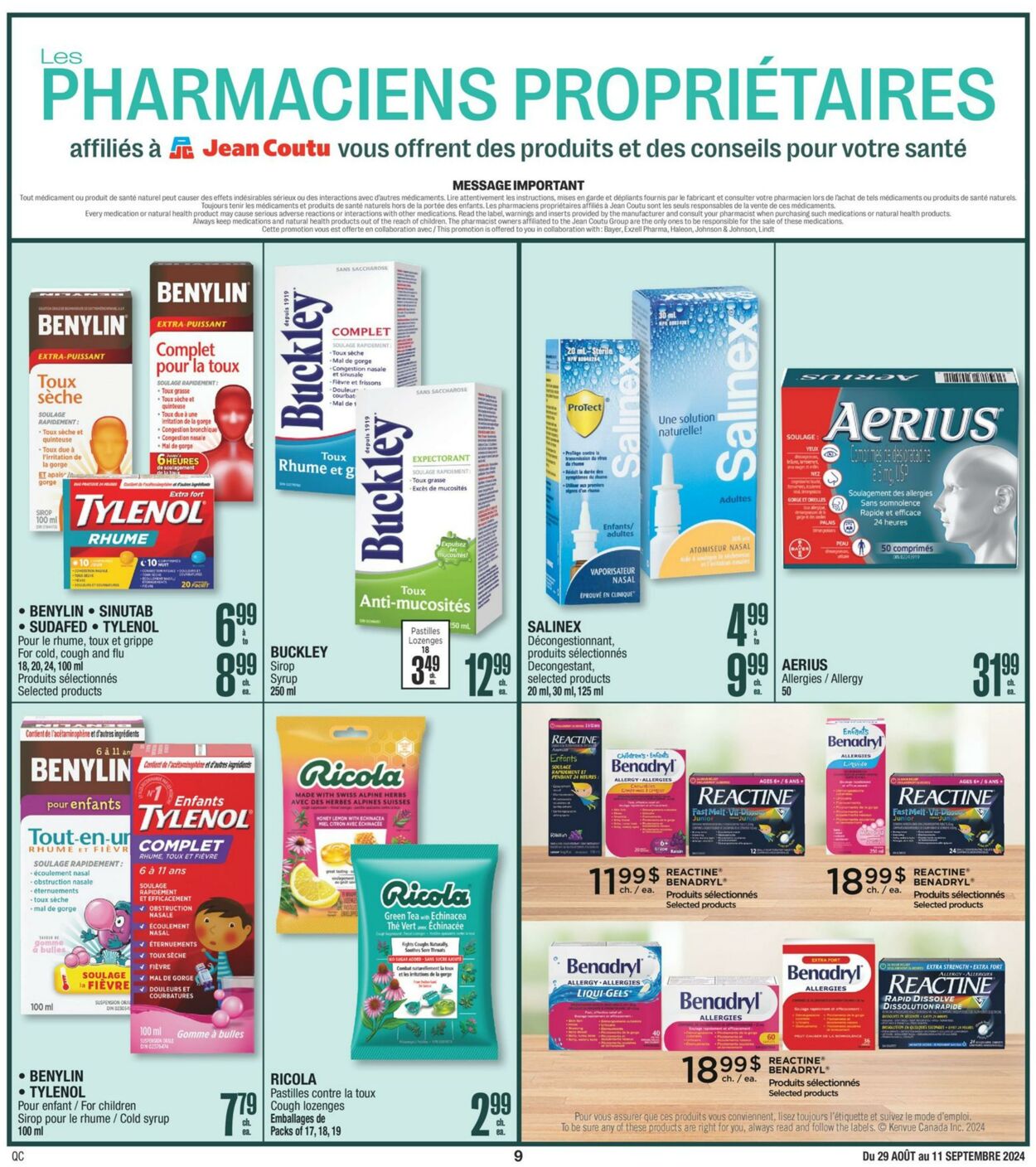 Flyer Jean Coutu 29.08.2024 - 11.09.2024