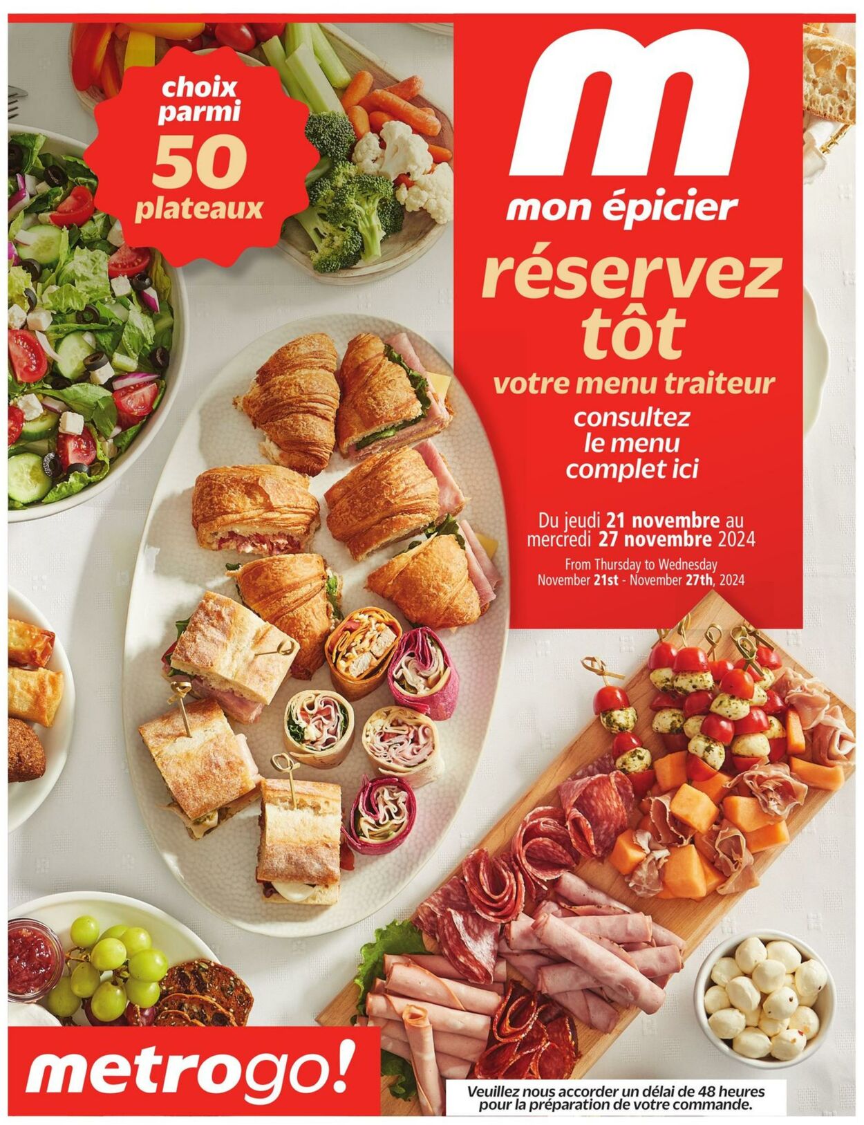 Flyer Metro - réservez tôt votre menu traiteur - Metro Plus 21 Nov 2024 - 27 Nov 2024