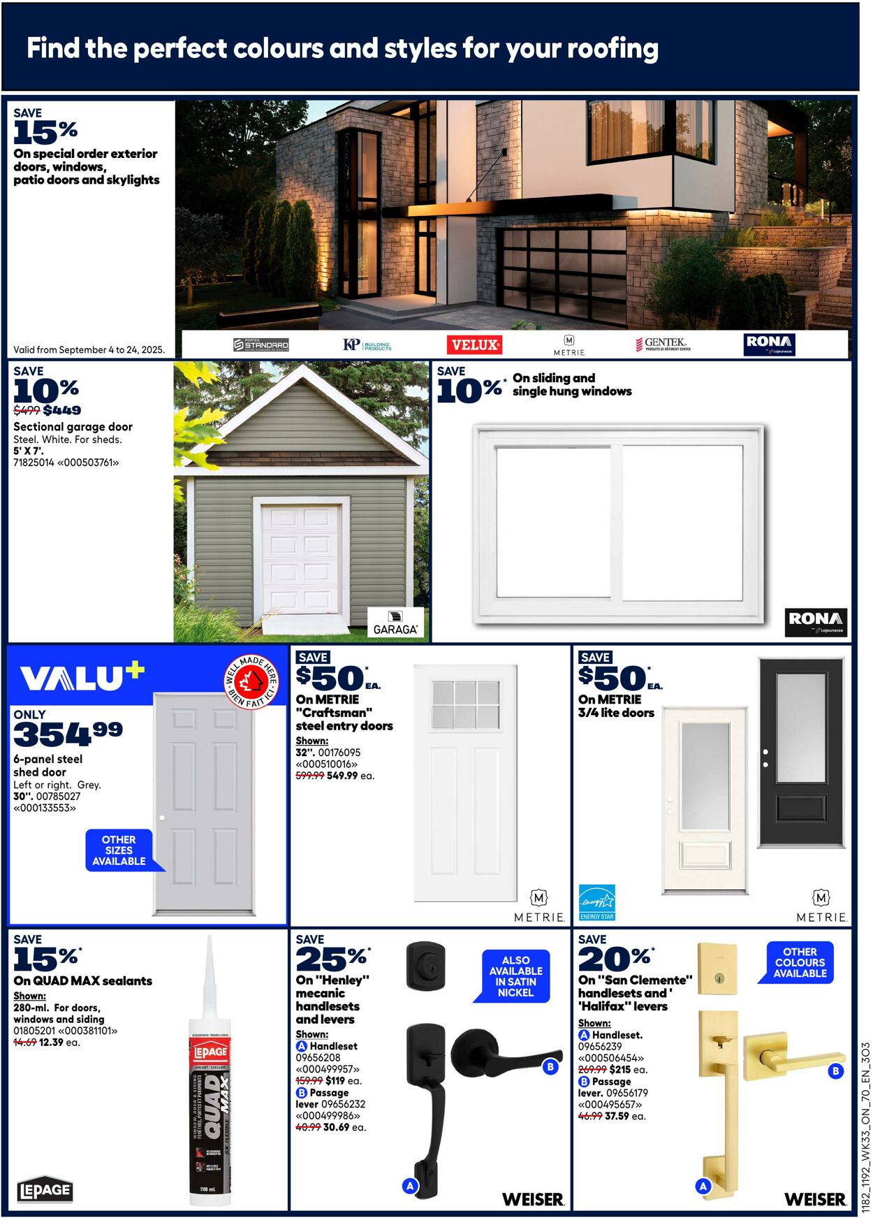 Flyer RONA 11.09.2025 - 24.09.2025