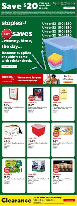 Flyer Staples 26.09.2025 - 02.10.2025