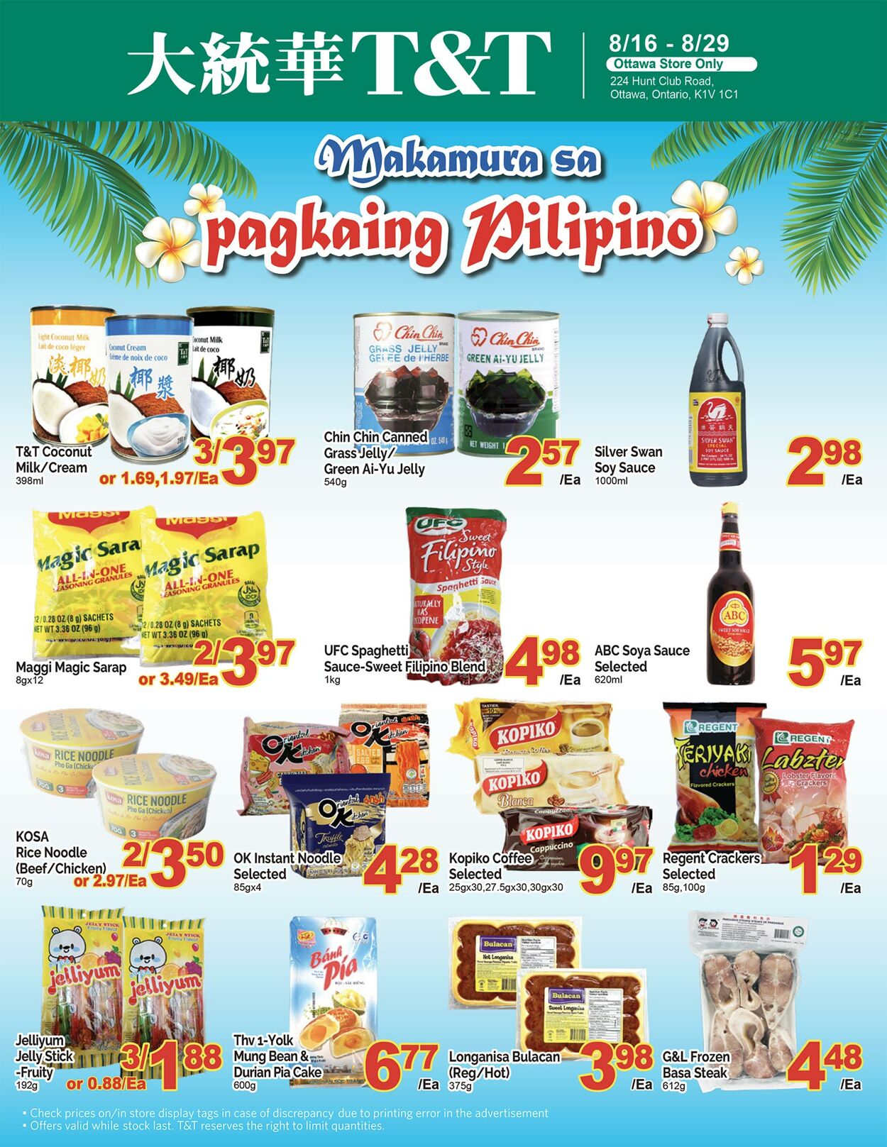 Flyer T&T Supermarket 15.08.2024 - 22.08.2024