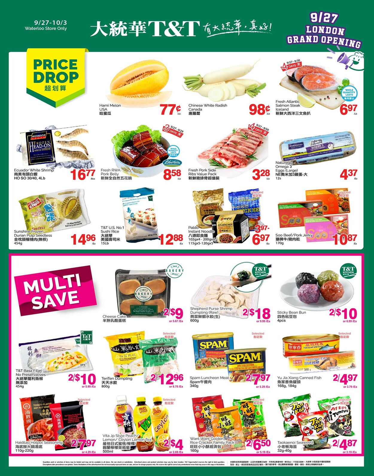 Flyer T&T Supermarket 27.09.2024 - 03.10.2024